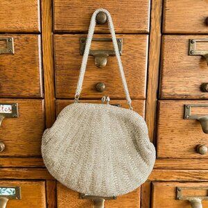 Vintage Metallic Glass Beads Clutch Purse